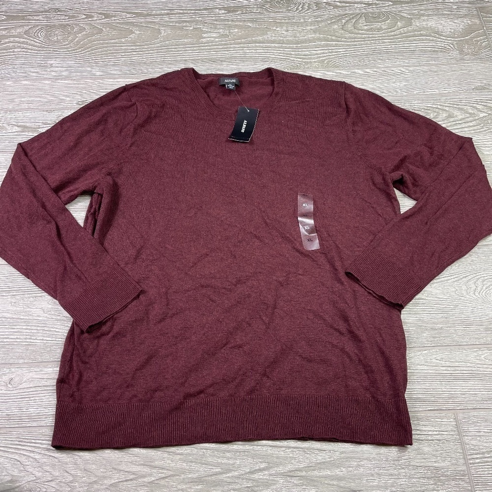 ALFANI Burgundy Red Crew Neck Sweater Men's size XL NWT's